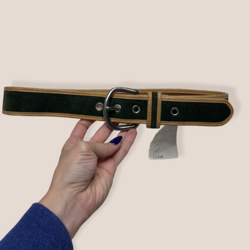 Tracy Watts 1 1/2 in corduroy‎ leather belt sz M  new with tags